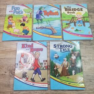 Abeka 1st Grade Lot of 5 Readers - Fun Pets, Tiptoes, Bridge, Kind Brave, Strong
